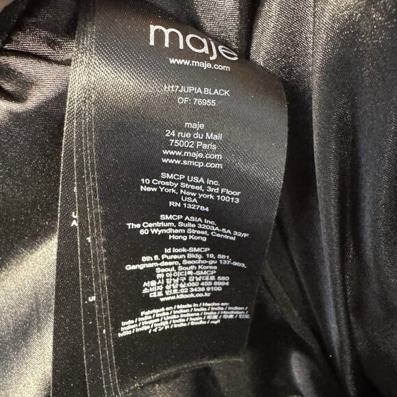 Maje lamb Leather Skirt Black Jupia Ruffle Mini A Line size XS - Picture 8 of 9